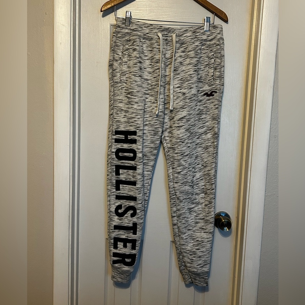 Hollister Gray Logo Joggers S Slim Fit Sweatpants Y2K Athleisure - Picture 2 of 11